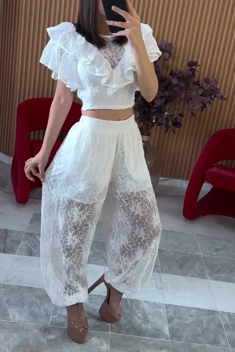 Women's Lace Flounce Top or Jogger Pants