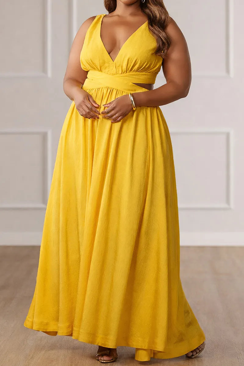 Women's Party Maxi Dress With Crossover Design