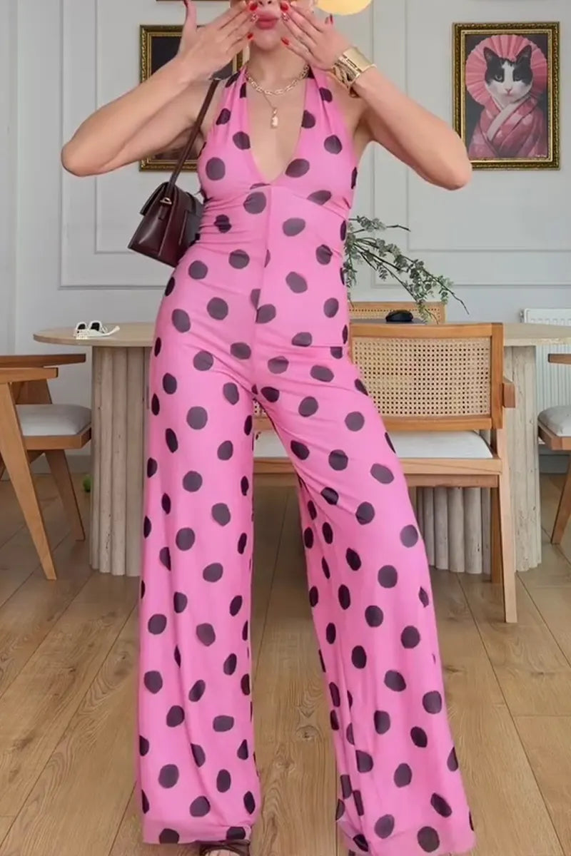 Women's Summer Bestseller Resort Polka-Dot Jumpsuit