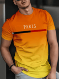 Men's Business Stripe Logo Print Short Sleeve T-Shirt
