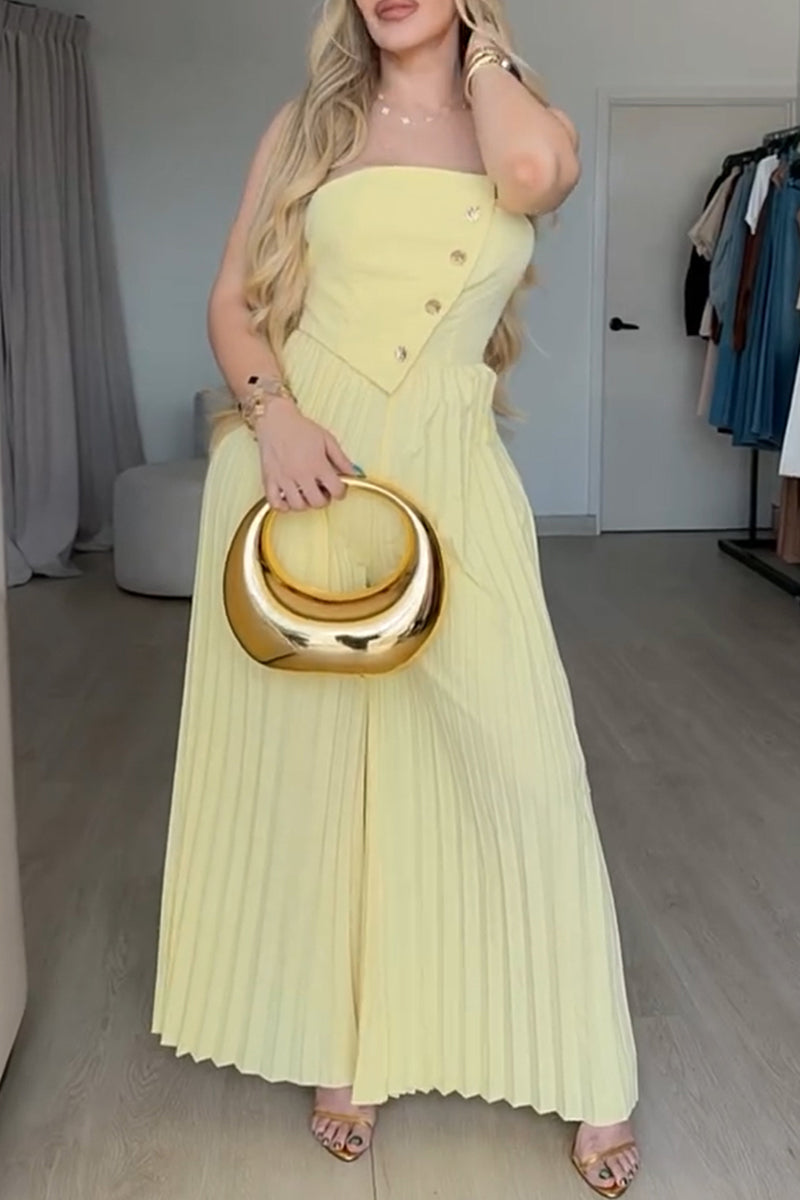 Women's Fashion Trim Wide Leg Bustier Jumpsuit