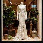 White Lace Western-Boho Maxi Dress with High Slit