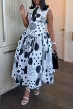Women's Fashion Sleeveless Shirt Polka Dot Bustier Dress Set