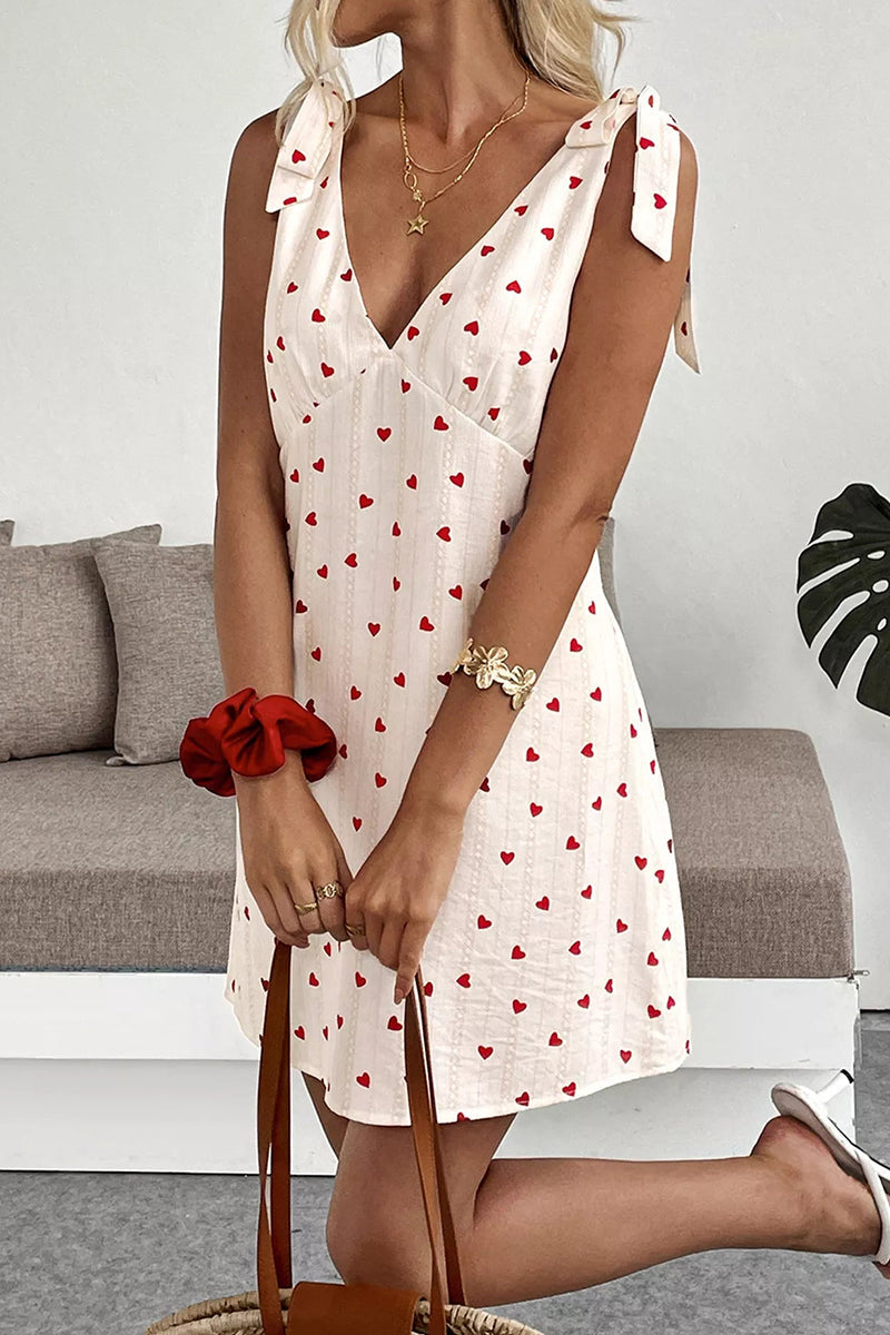 Women's Elegant Heart Print Short Dress