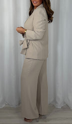 Womens Collared Jacket + Trousers Temperament Commuter Suit