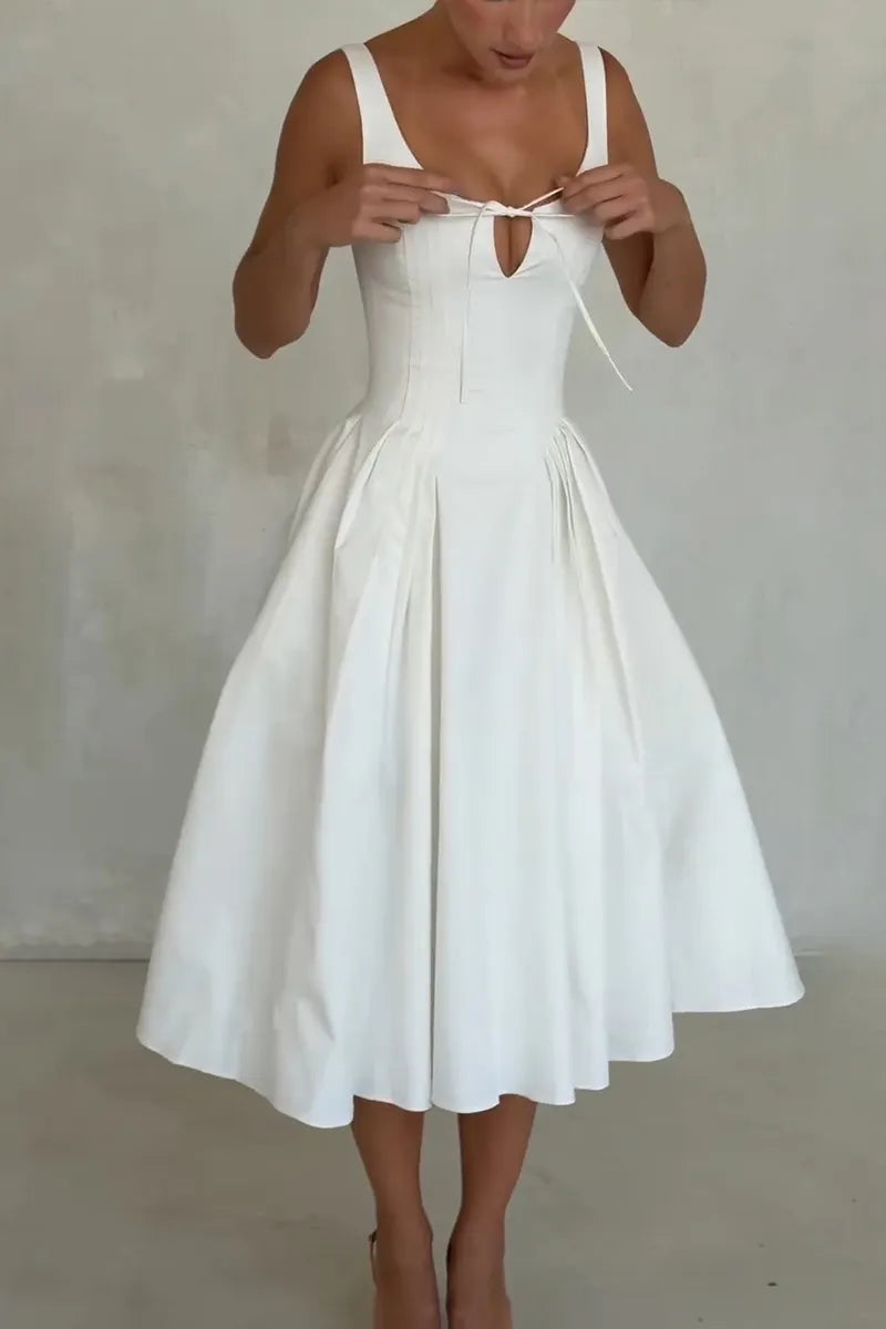 Women's Elegant Pleated Hem Cami Dress