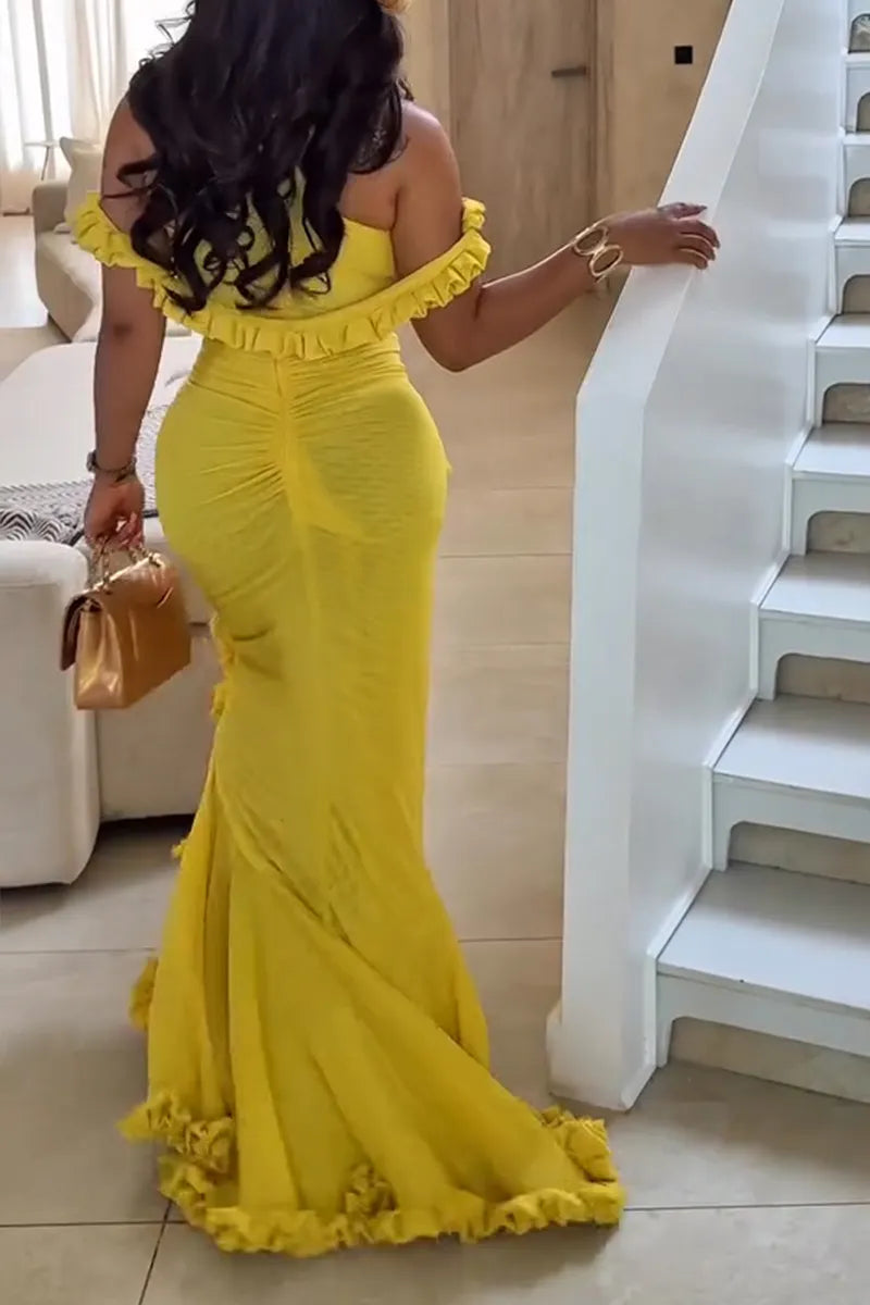Women's Elegant Party Flounce Fishtail Dress