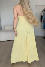 Women's Fashion Trim Wide Leg Bustier Jumpsuit