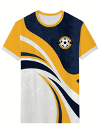 Men's Business Stripe Logo Print Short Sleeve T-Shirt