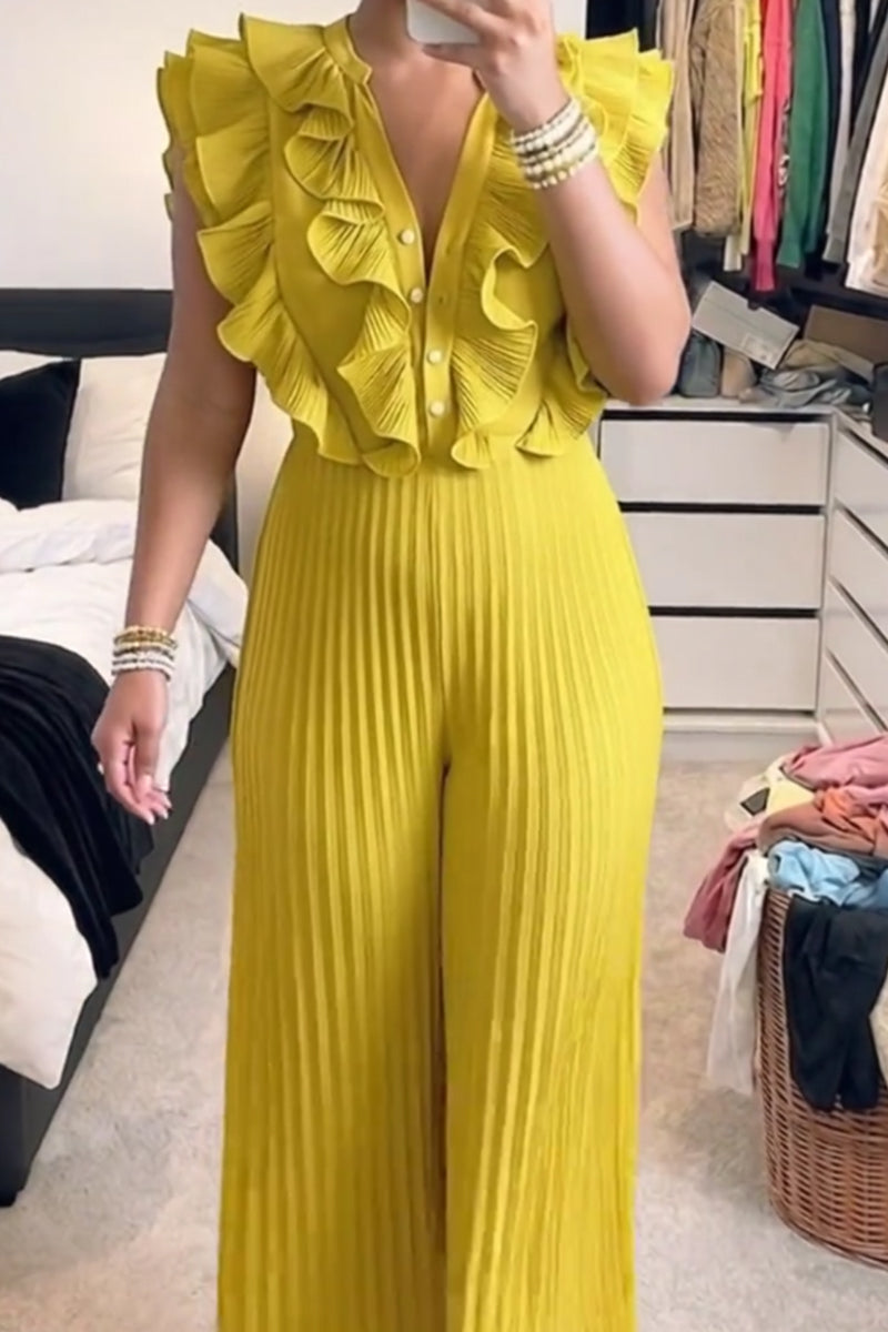 Women's Pleated Long Jumpsuit Commuter Style