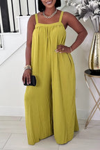 Women's High Waist Denim Jumpsuit with Belted Waist, Square Neck & Wide Leg Pants