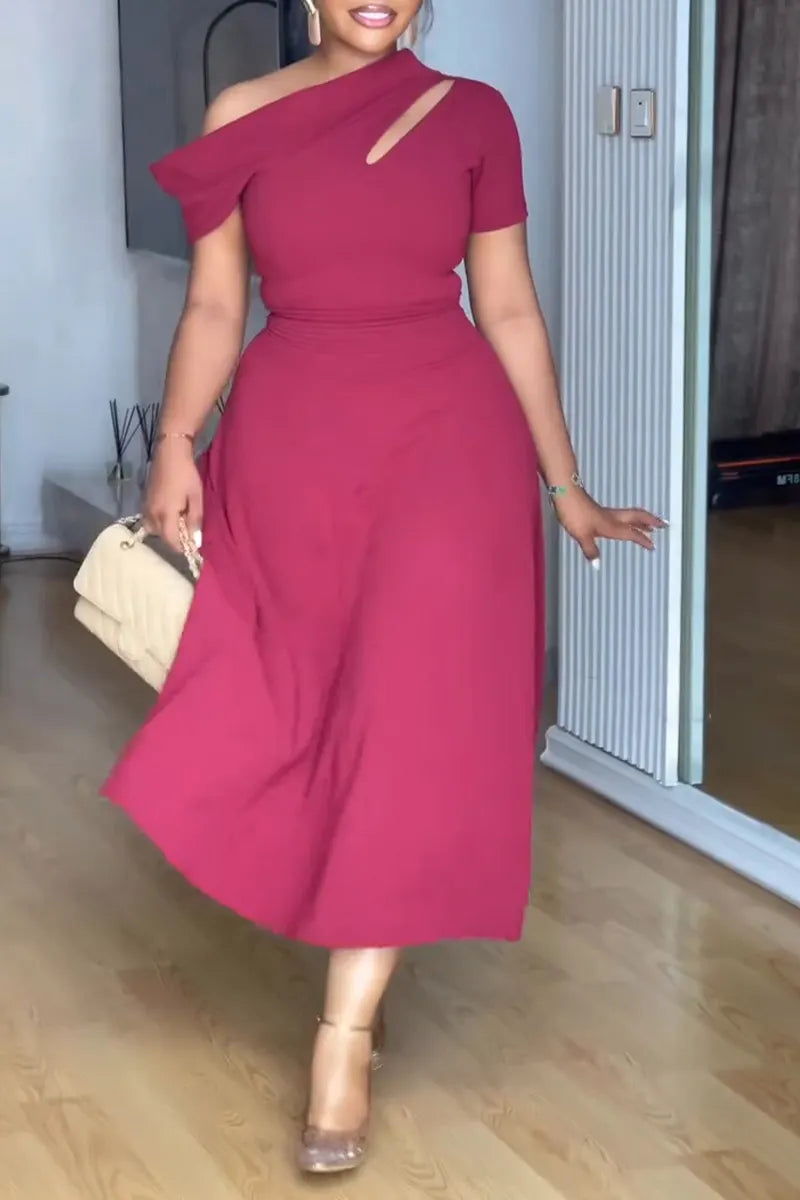 Women's Elegant One Shoulder A Line Hem Dress