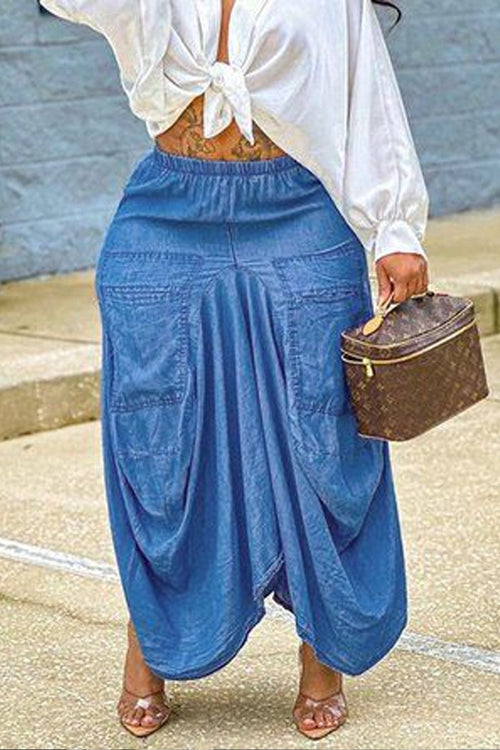 Ladies' Hot Selling Casual Street Design Denim Long Skirt