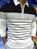 Men's Business Casual Striped Zip-Up Shirt