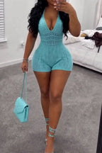 Women's Cut Out Backless Lace Up Vacation Romper
