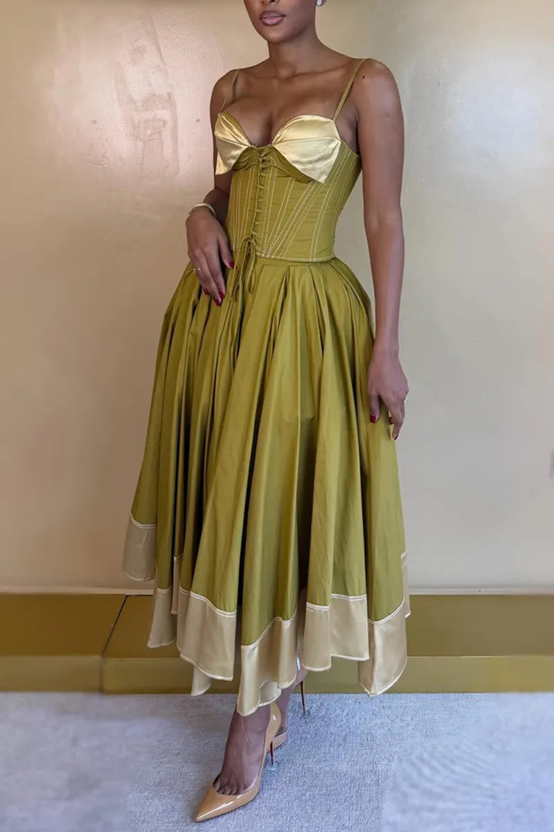 Women's Elegant Thin Strap Slim Vest or A Line Skirt