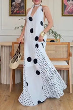 Women's Summer Bestseller Resort Polka-Dot Halter Dress
