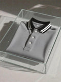 Men's Business Casual Logo Button Short Sleeve Polo Shirt