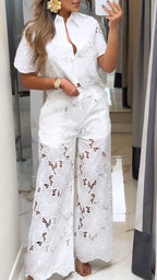 Women's Lapel Hollow Casual Suit