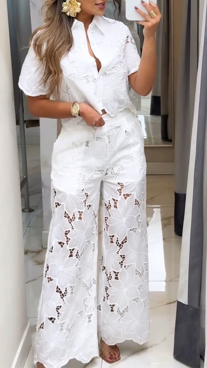 Women's Lapel Hollow Casual Suit