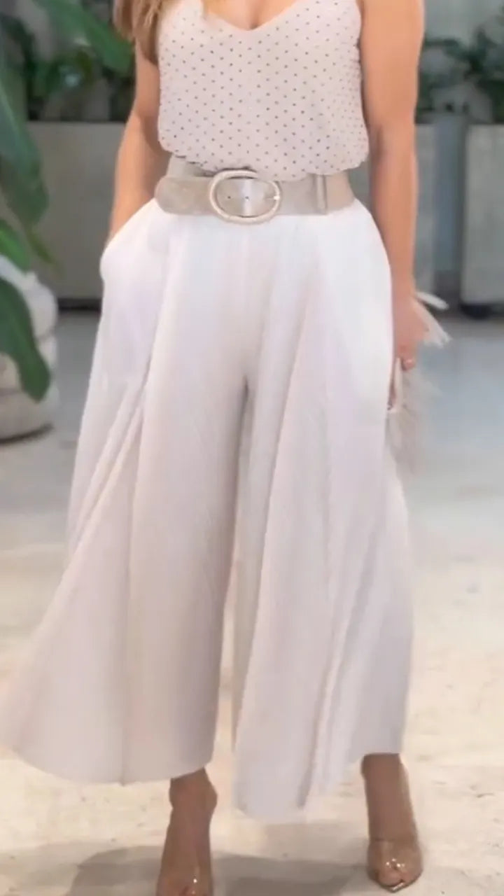 Womens Hot Diamond Suspender + Wide Leg Pants