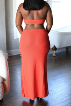 Women's  Casual Handmade Crochet Halter Neck Maxi Dress with Floral Details and Side Cutouts