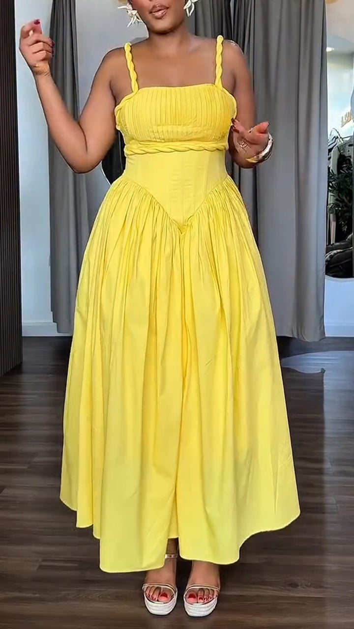 Women Strapless Sleeveless Patchwork Solid Color Casual Dress