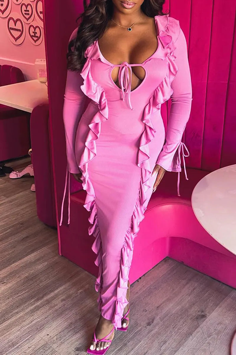 Women's Lace Up Maxi Party Dress