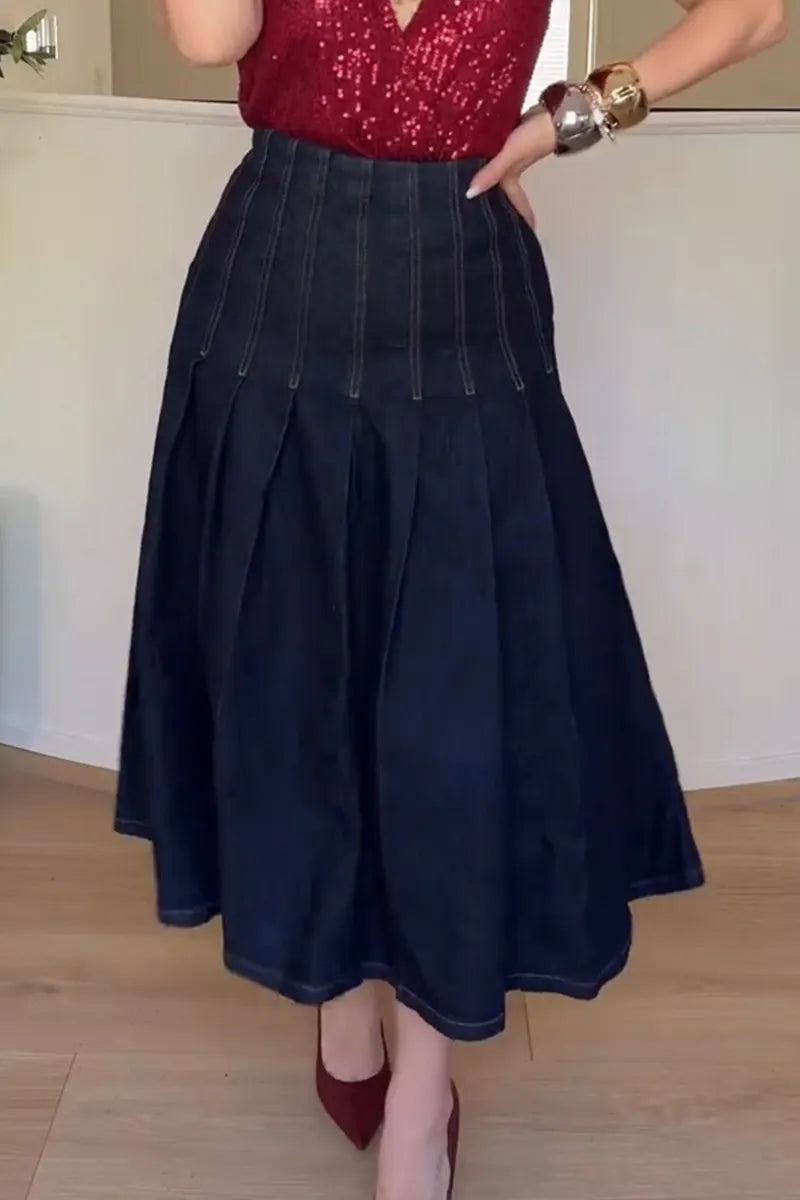 Women's Elegant Sequin Cami or Pleated Denim Skirt