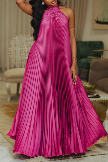 Women's Fashion Party Pleated Loose Halter Dress
