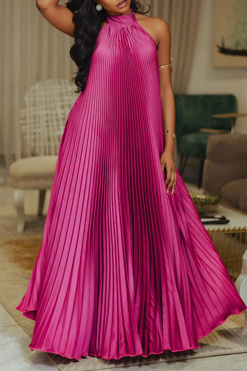Women's Fashion Party Pleated Loose Halter Dress