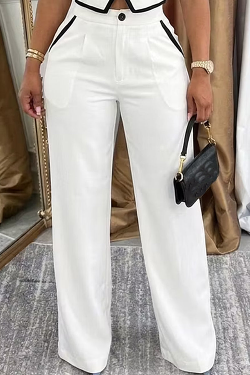 Women's Color Block Cropped Commuter Top Or Wide Leg Pants
