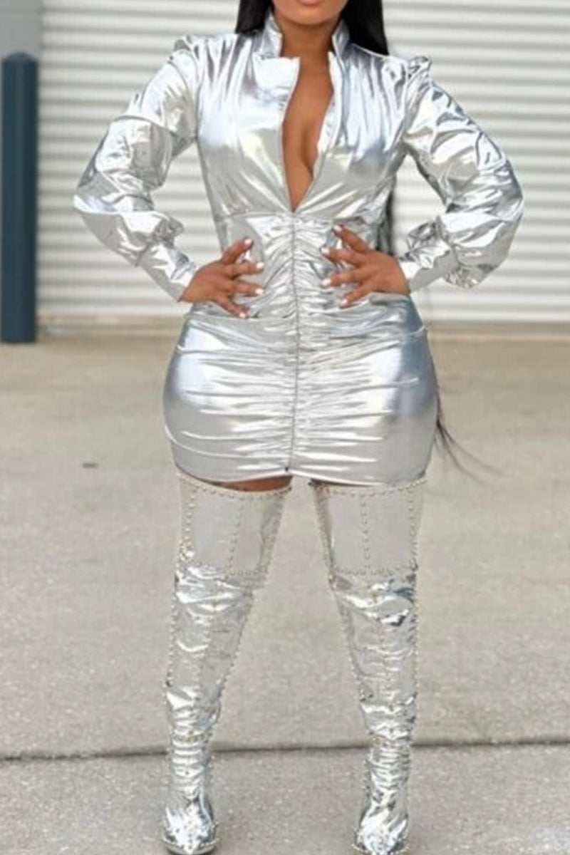 Women's Silver Party Mini Dress