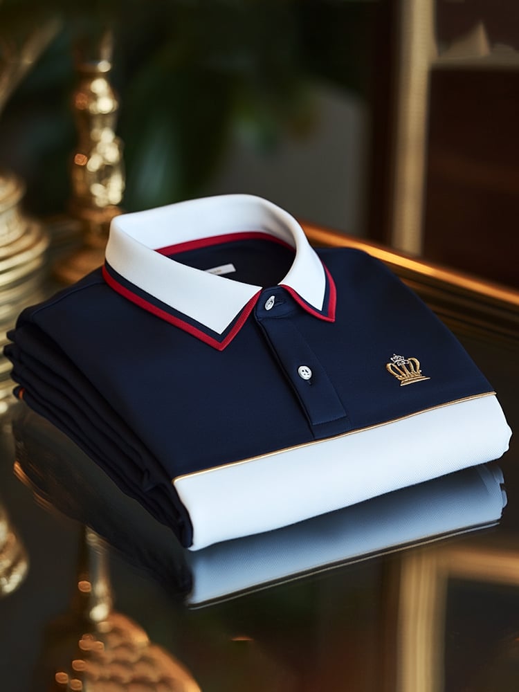 Men's Business Casual Logo Button Short Sleeve Polo Shirt