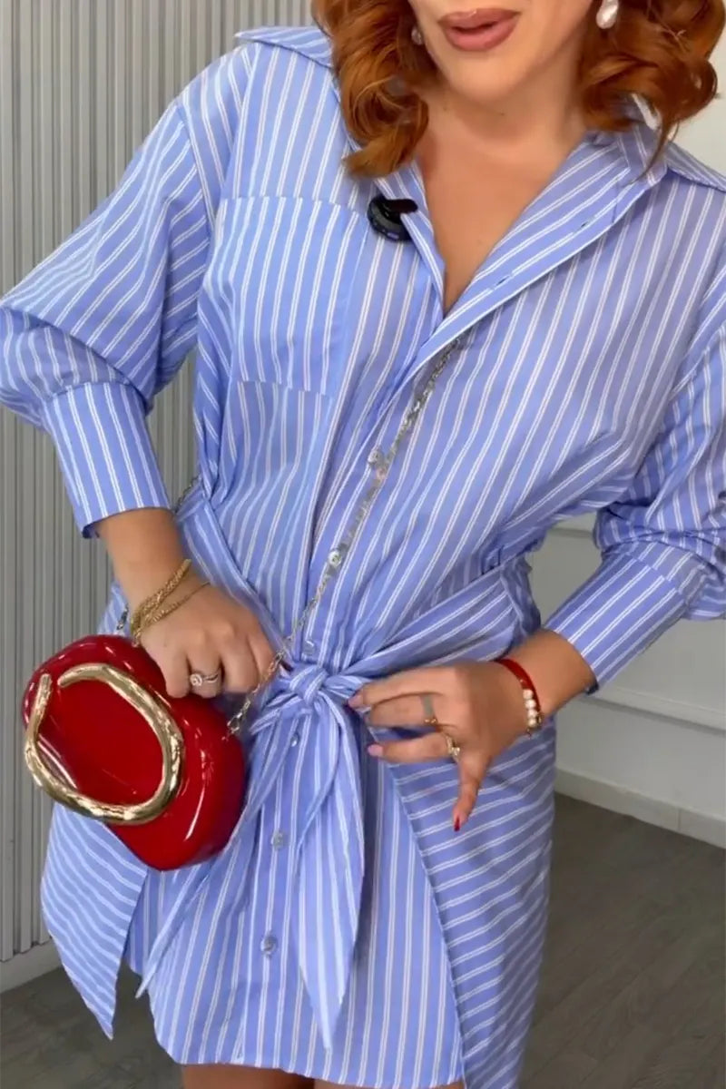 Women's Fashion Commuter Double Layer Design Shirtdress